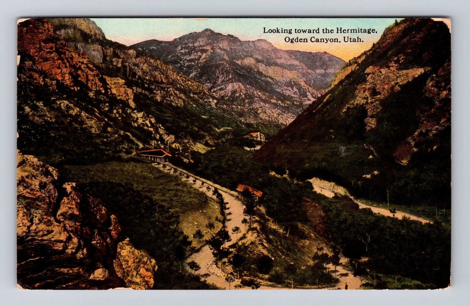 Ogden Canyon UT-Utah, Looking Toward The Hermitage, Vintage c1919 Postcard