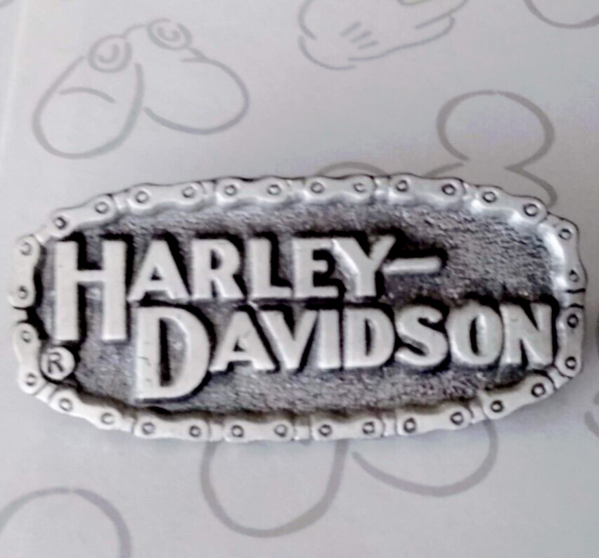 Vintage Harley Davidson Name Motorcycle Chain Silver Lapel Pin