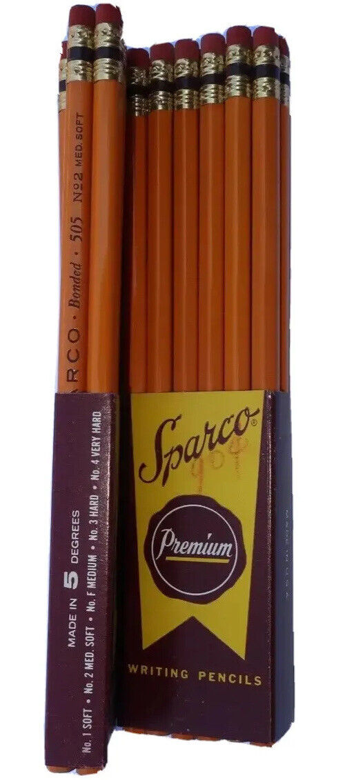 VINTAGE SPARCO PENCILS Medium Soft No. 2 505 Pack of 12 NOS 1/2 Gross Writing