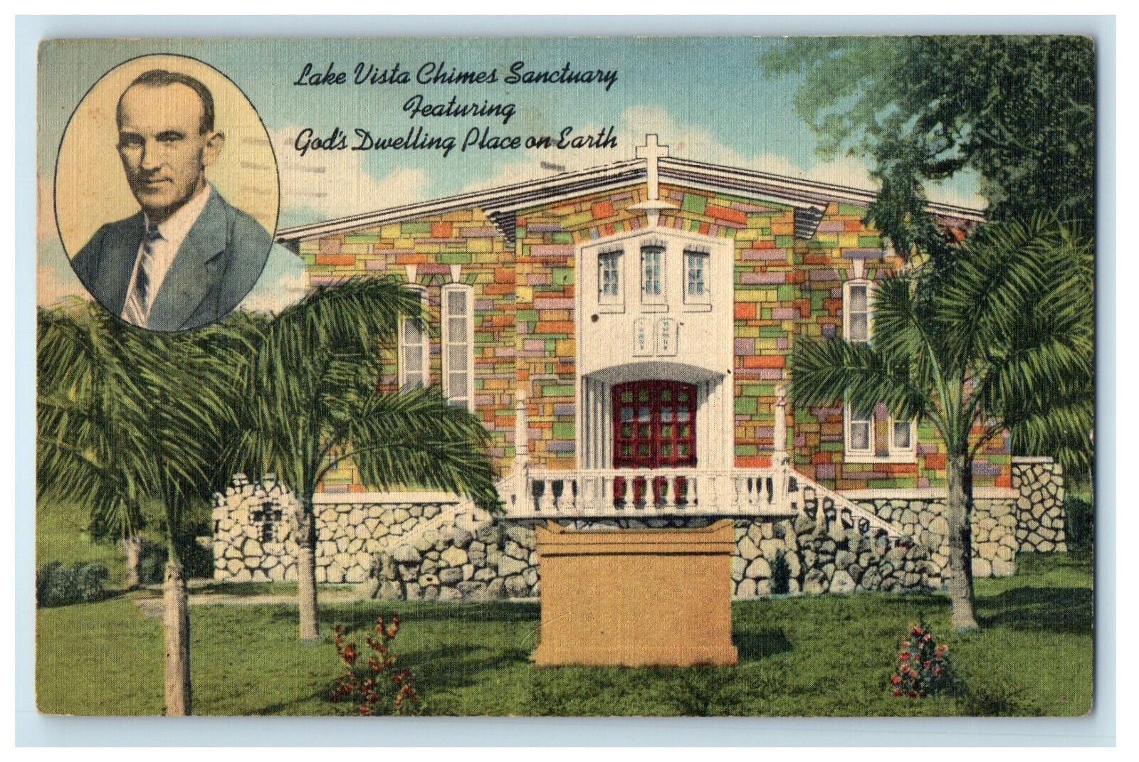 1951 Lake Vista Chimes Sanctuary, St Petersburg Florida FL Vintage Postcard