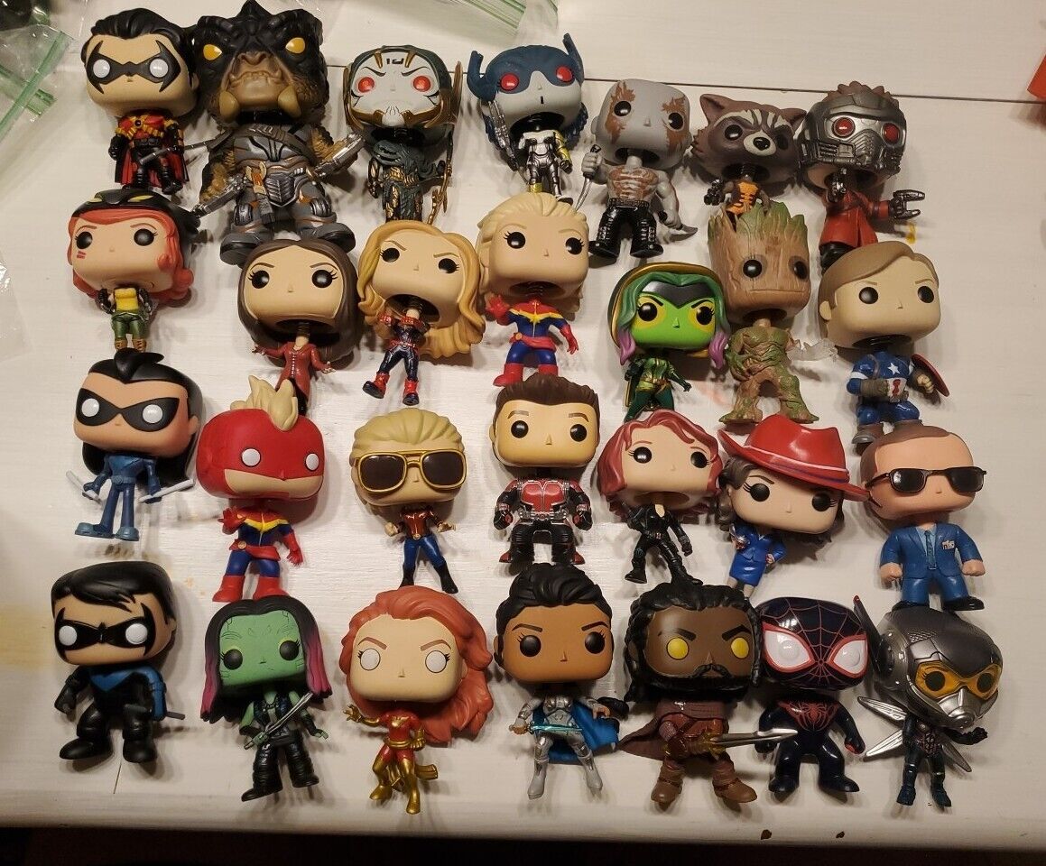 Loose Marvel DC Funko Pop Lot Of 28, Avengers, Gaurdians, And More