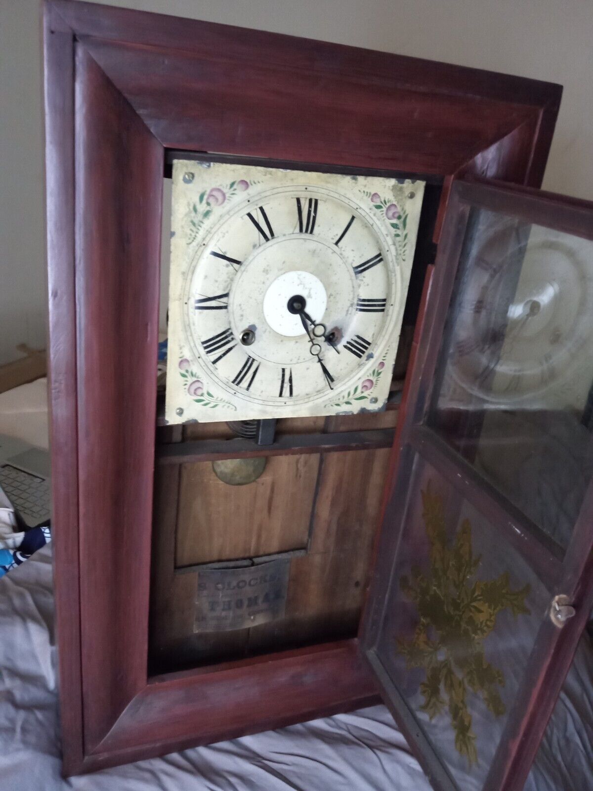 Antique Seth Thomas Plymouth Connecticut Mechanical Wall Clock, FOR PARTS/REPAIR