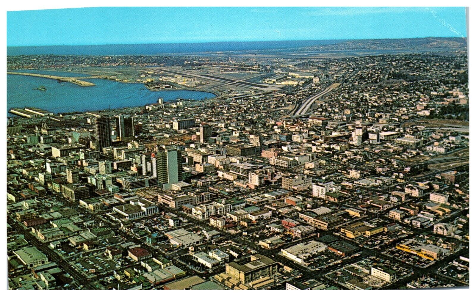 Postcard Chrome era Aerial View of old San Diego California 1970s or 1980s 