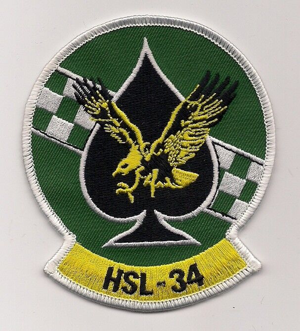 USN HSL-34 GREEN CHECKERS patch SH-2 SEASPRITE HELICOPTER SQN