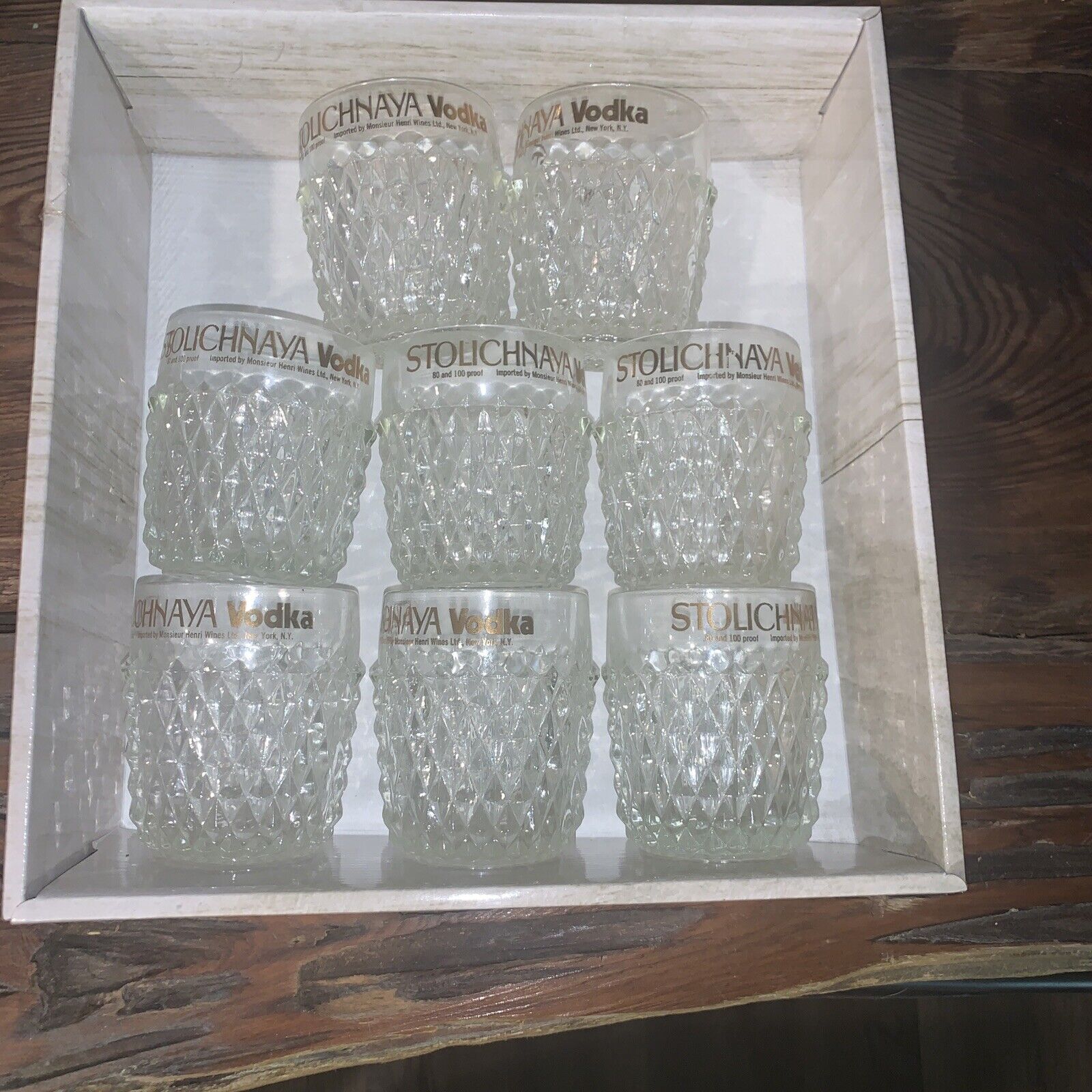 Stolichnaya Rock Glass Set  8 Glass Set Complete Set Of 8