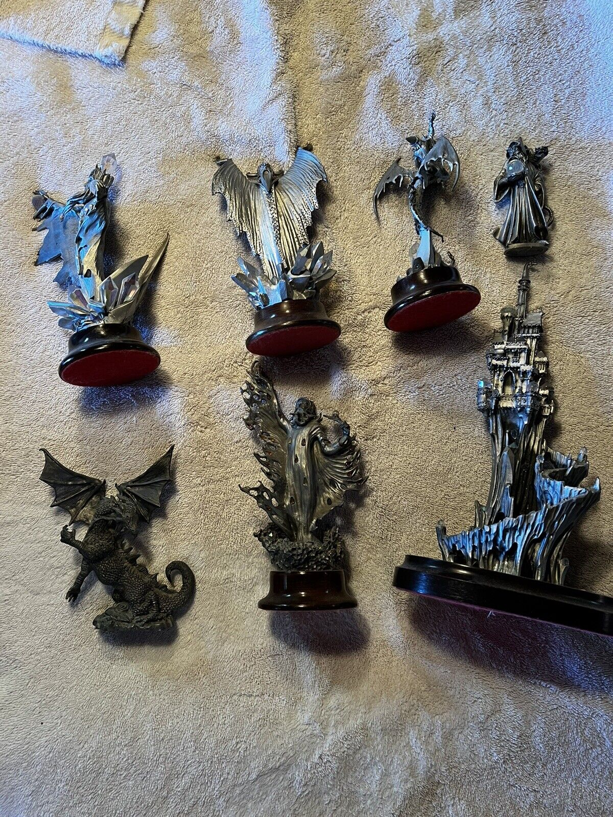 7  Vintage Perth Pewter Figurines Fantasy Lot Wizards and Dragons