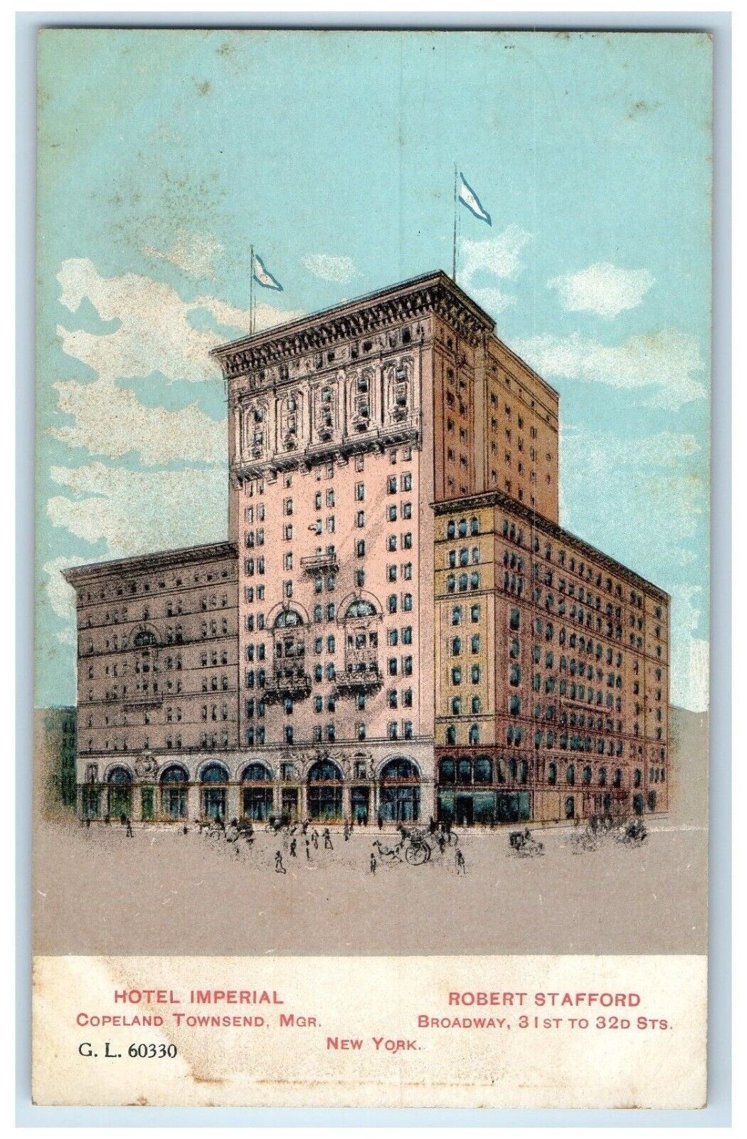 c1910 Exterior View Hotel Imperial Building Robert Stafford New York NY Postcard