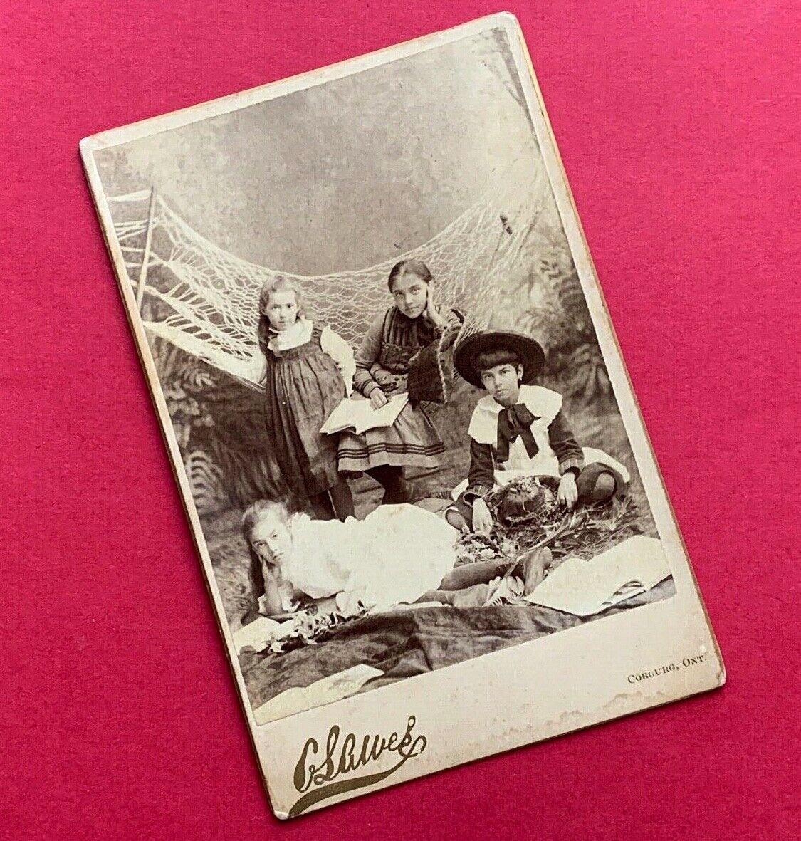 GORGEOUS CASUAL Cabinet Card Photo 4 BEAUTIFUL Pre Teen GIRLS Cobourg ONTARIO 