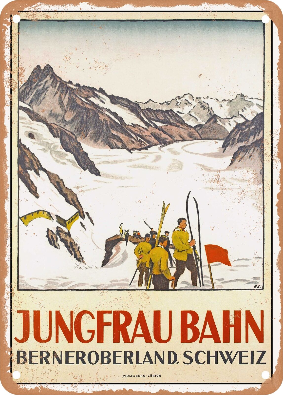 METAL SIGN - 1924 Jungfrau Railway Bernese Oberland, Switzerland Vintage Ad