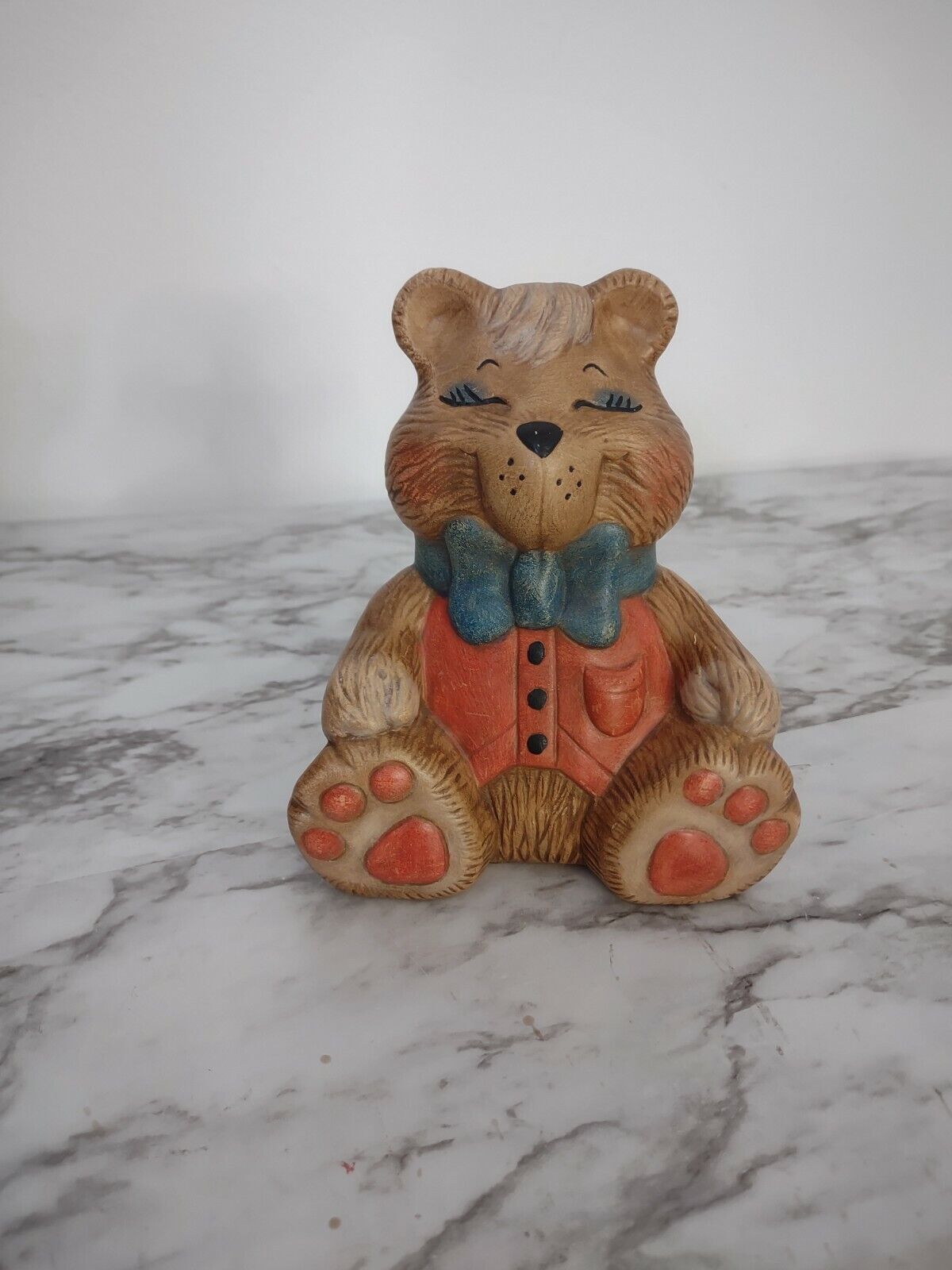 Rare  Donas 1983 Teddy Ceramic Figure Colectible 6.5 Inch Tall Bear Figure Vtg