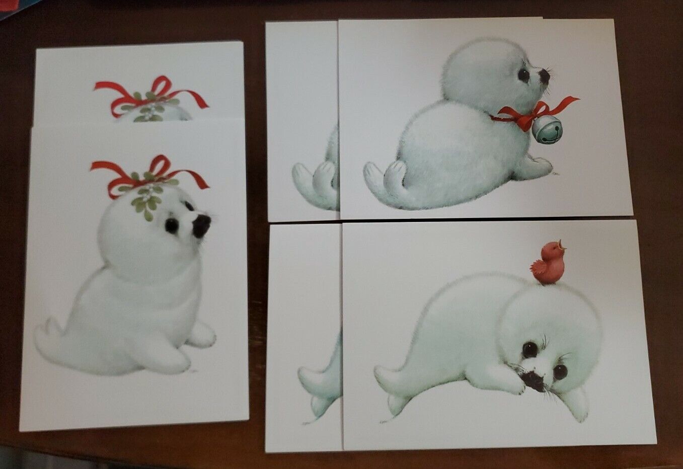 6 Vintage Endangered Young\'uns Christmas Cards by Ruth J. Morehead, baby seals