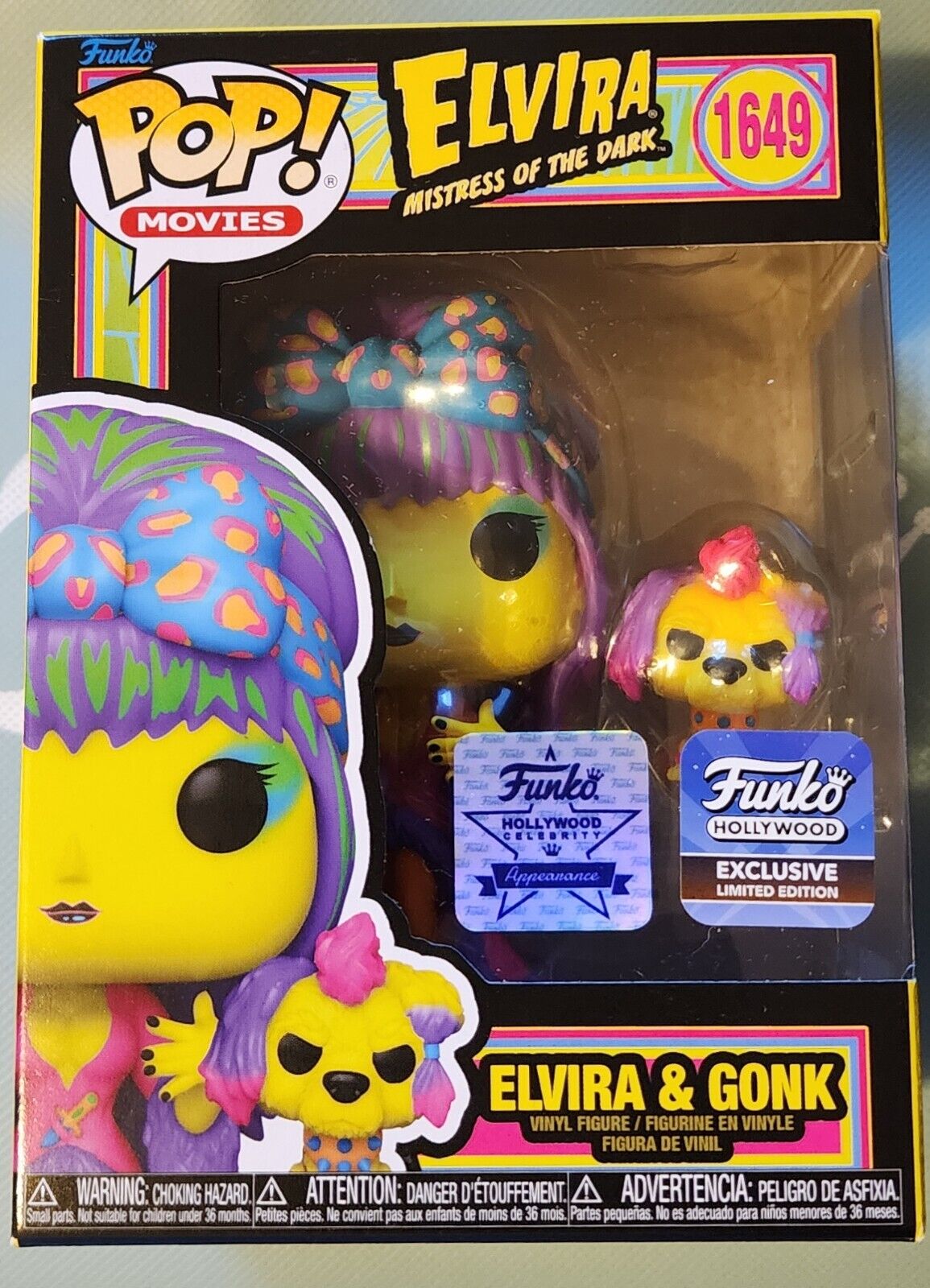 Funko Pop Elvira & Gonk Blacklight Funko Hollywood Exclusive IN HAND Unsigned