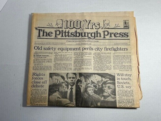 Newspaper Pittsburgh Press September 30 1984 100th Anniversary Edition