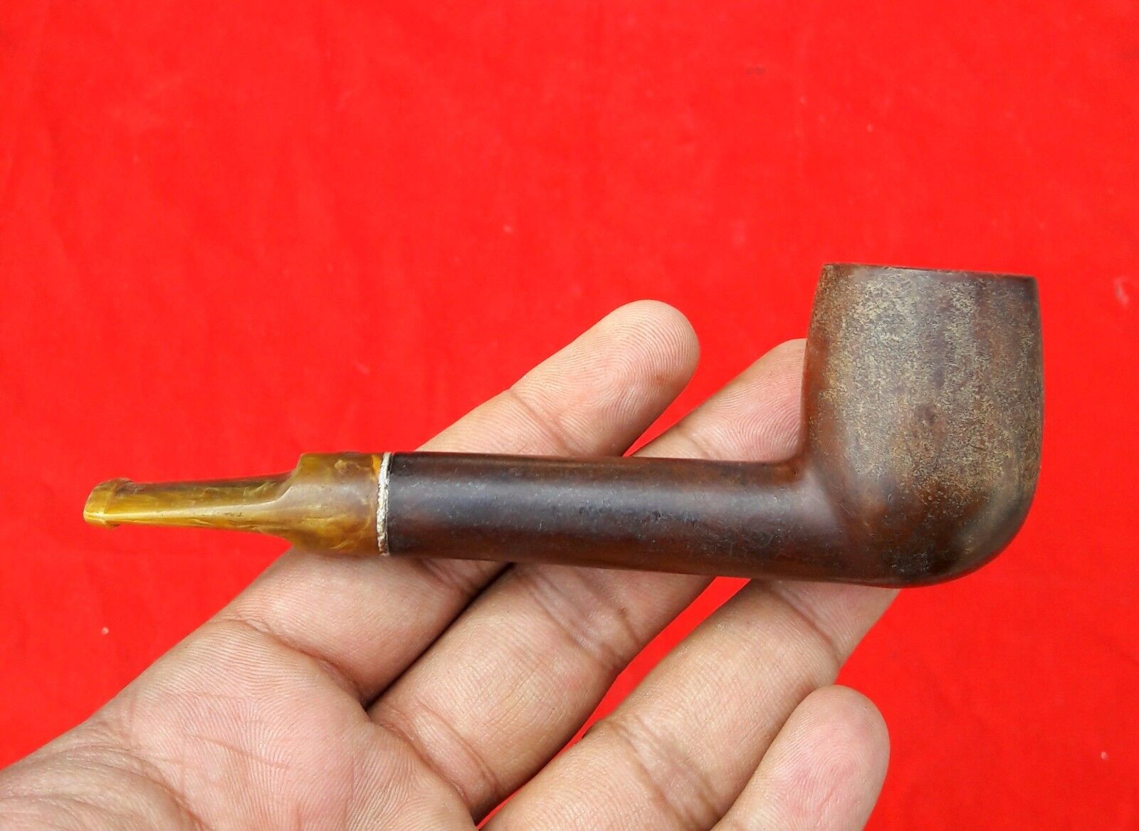 1940 Vintage F Marked Wooden Horn Tobacco Pipe Tobacciana Collectible W585
