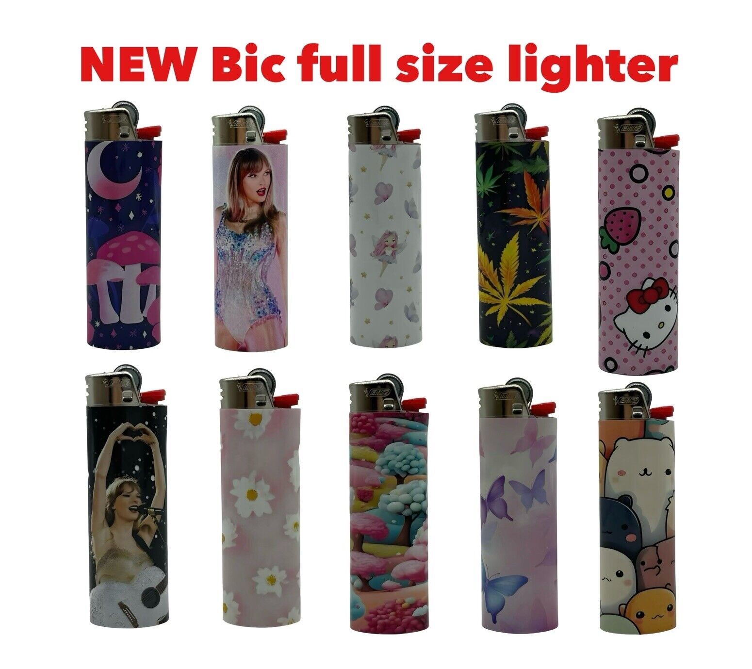 new BIC large lighter custom wrap taylor swift hello kitty pink flower girly