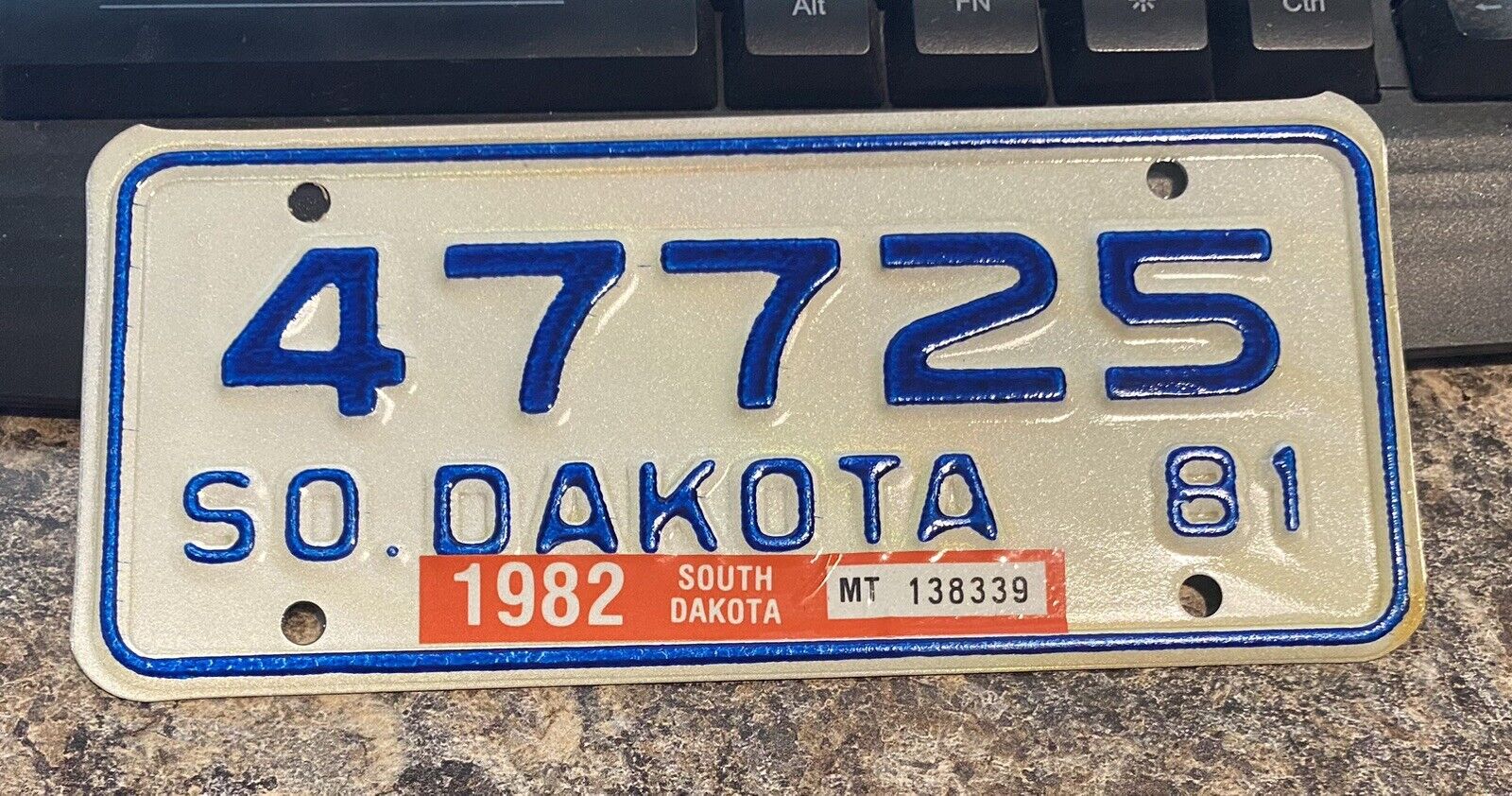 1982 South Dakota motorcycle license plate - Good Shape