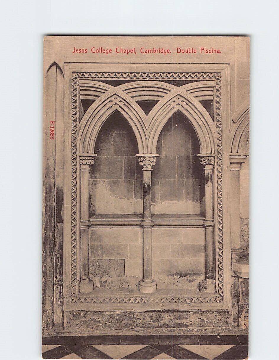 Postcard Double Piscina, Jesus College Chapel, Cambridge, England