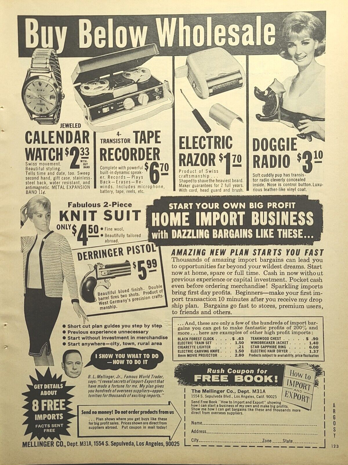 The Mellinger Co Los Angeles CA Home Import Products Vintage Print Ad 1964