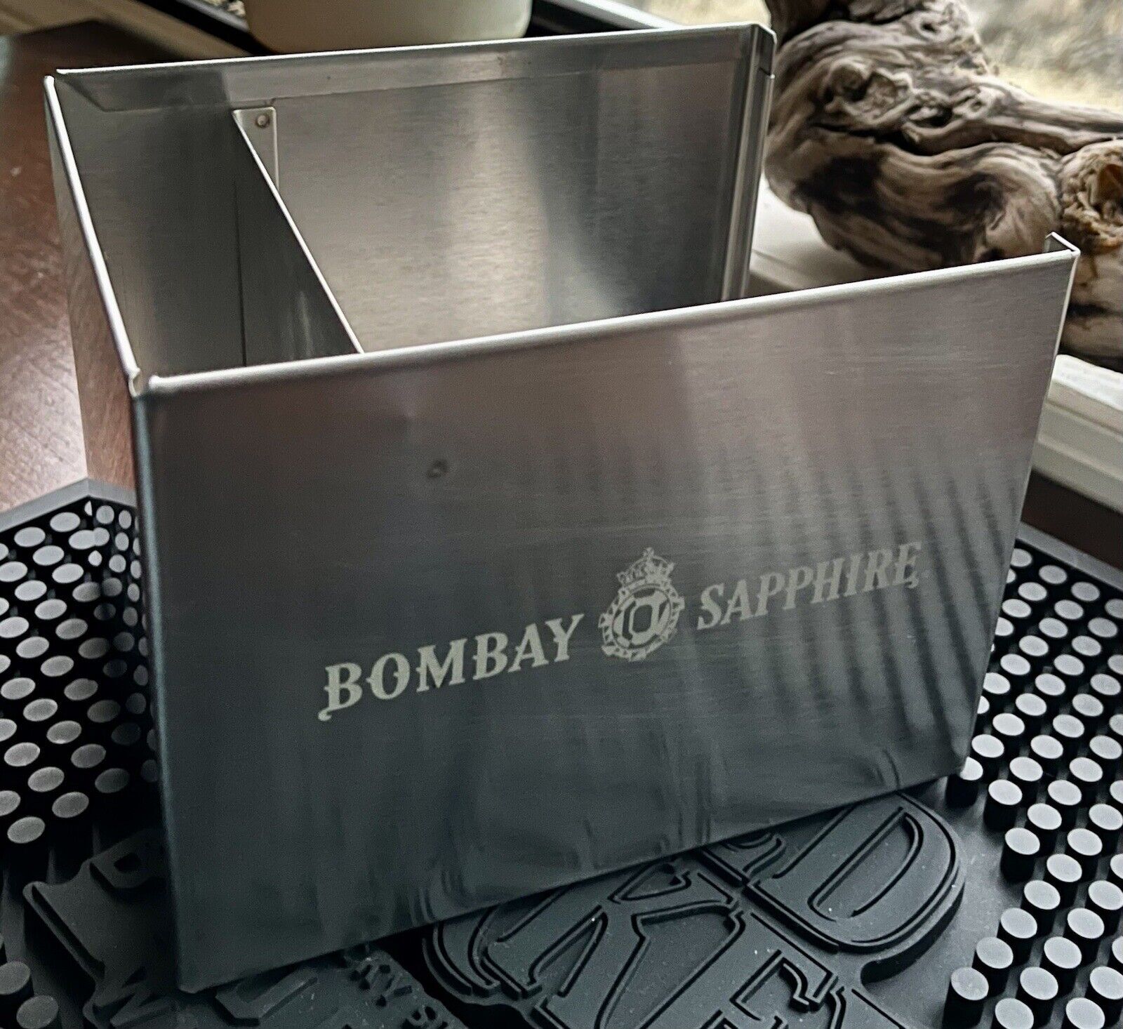 Bombay Sapphire Gin Stainless Steele Napkin & Straw Holder Bar Caddy *BRAND NEW*