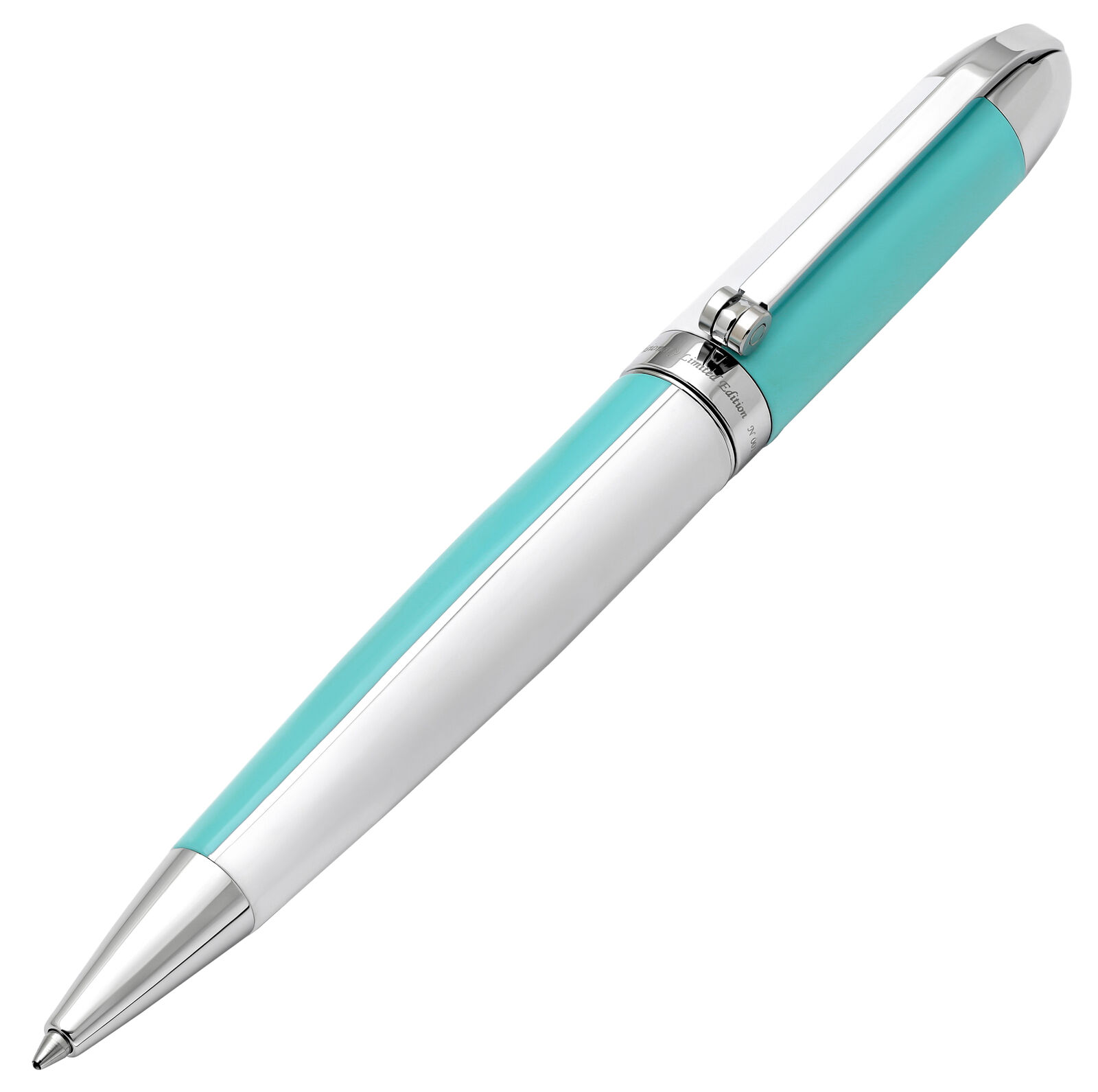 Xezo Visionary Sky Blue, White Enamel Handmade Twist Action Ballpoint Pen LE 500