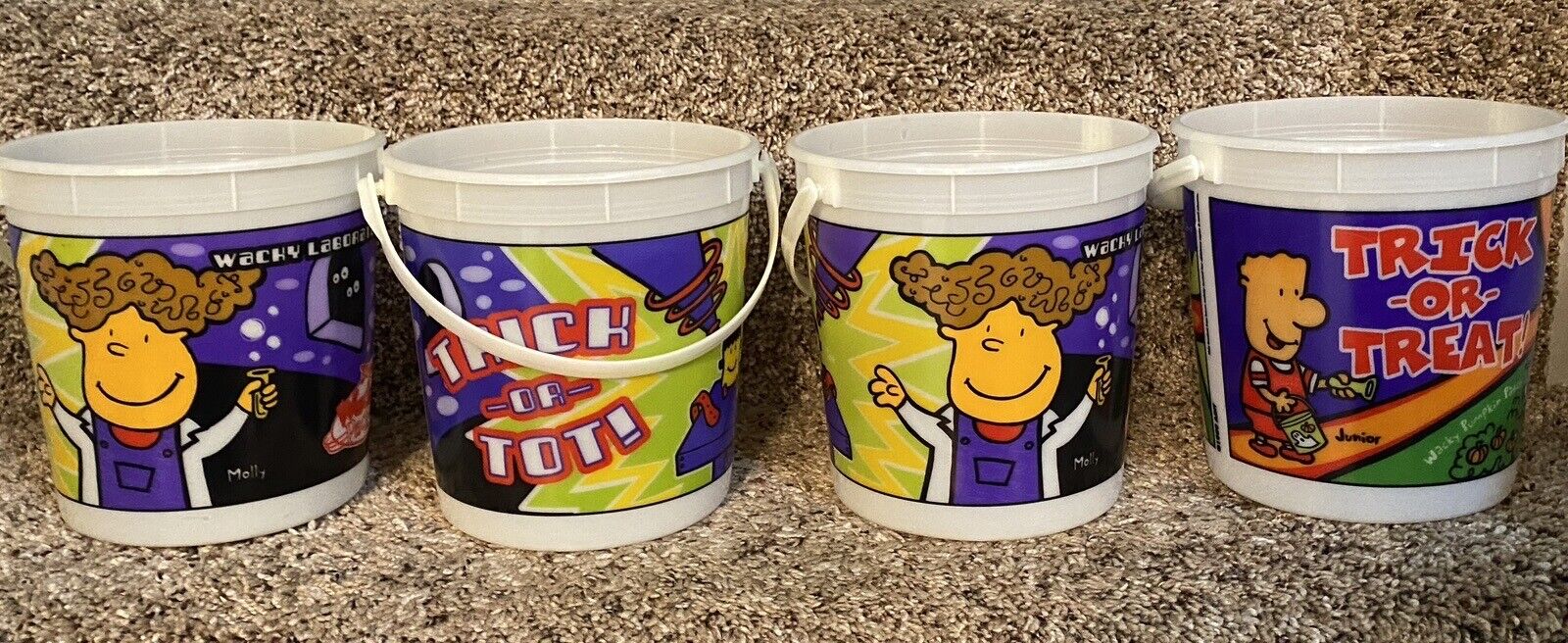 Set of 4 Vintage Sonic 1999 Glow in the Dark Halloween Trick or Tot Buckets