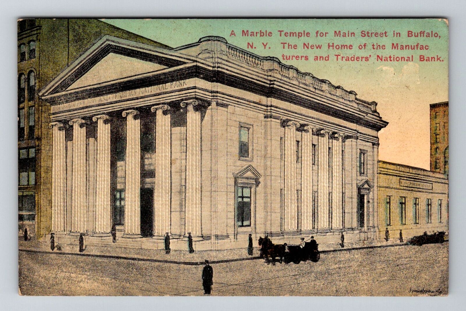 Buffalo NY-New York, Marble Temple For Main Street Vintage Souvenir Postcard