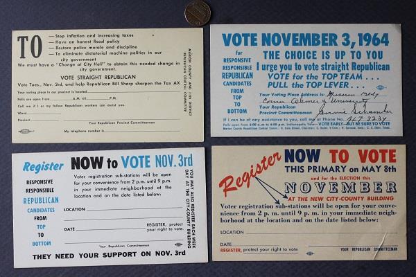 1960s Indianapolis Indiana Nixon / Goldwater Era Vote Republican FOUR piece set-