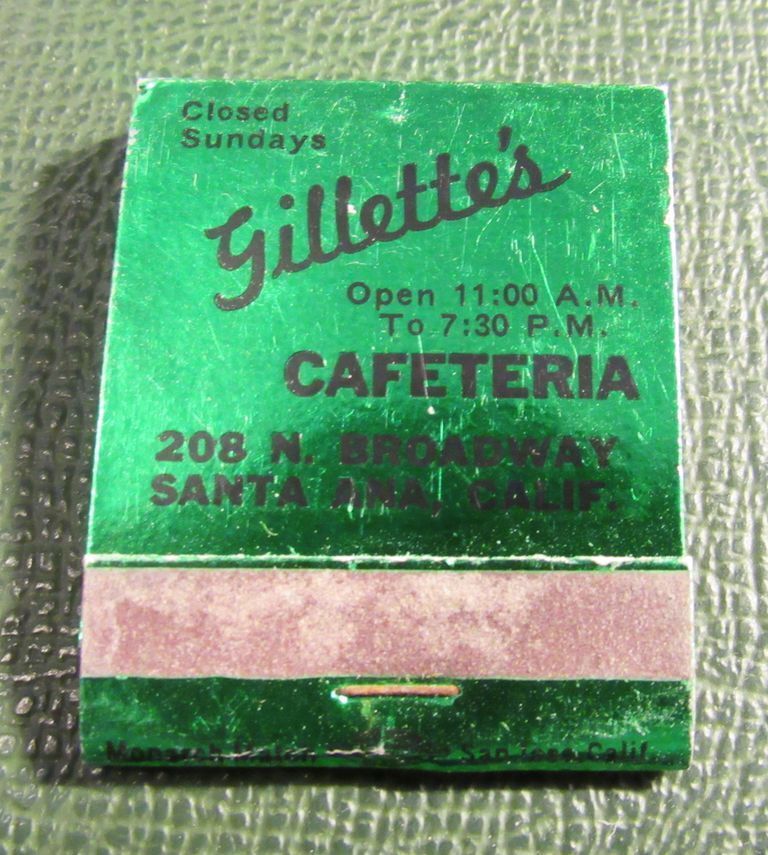 Matchbook - Gillette\'s Cafeteria Santa Ana CA FULL