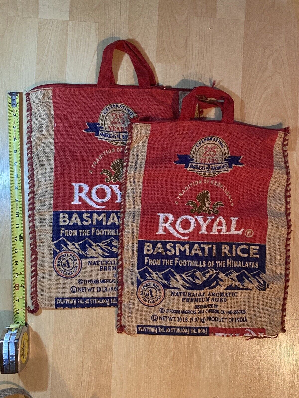 Royal Basmati Rice Burlap Sack Bag Decorative Unfilled Display Empty Used Tote