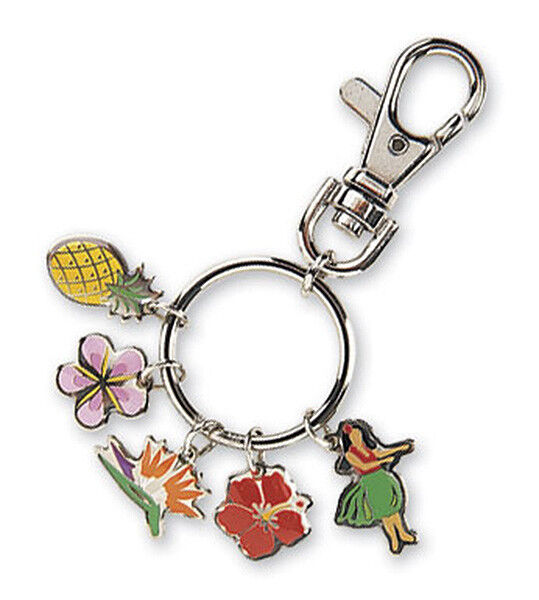 Hawaiian Island Charms Hula Floral Hawaii Metal Key Chain Jewelry Hawaii Gifts N