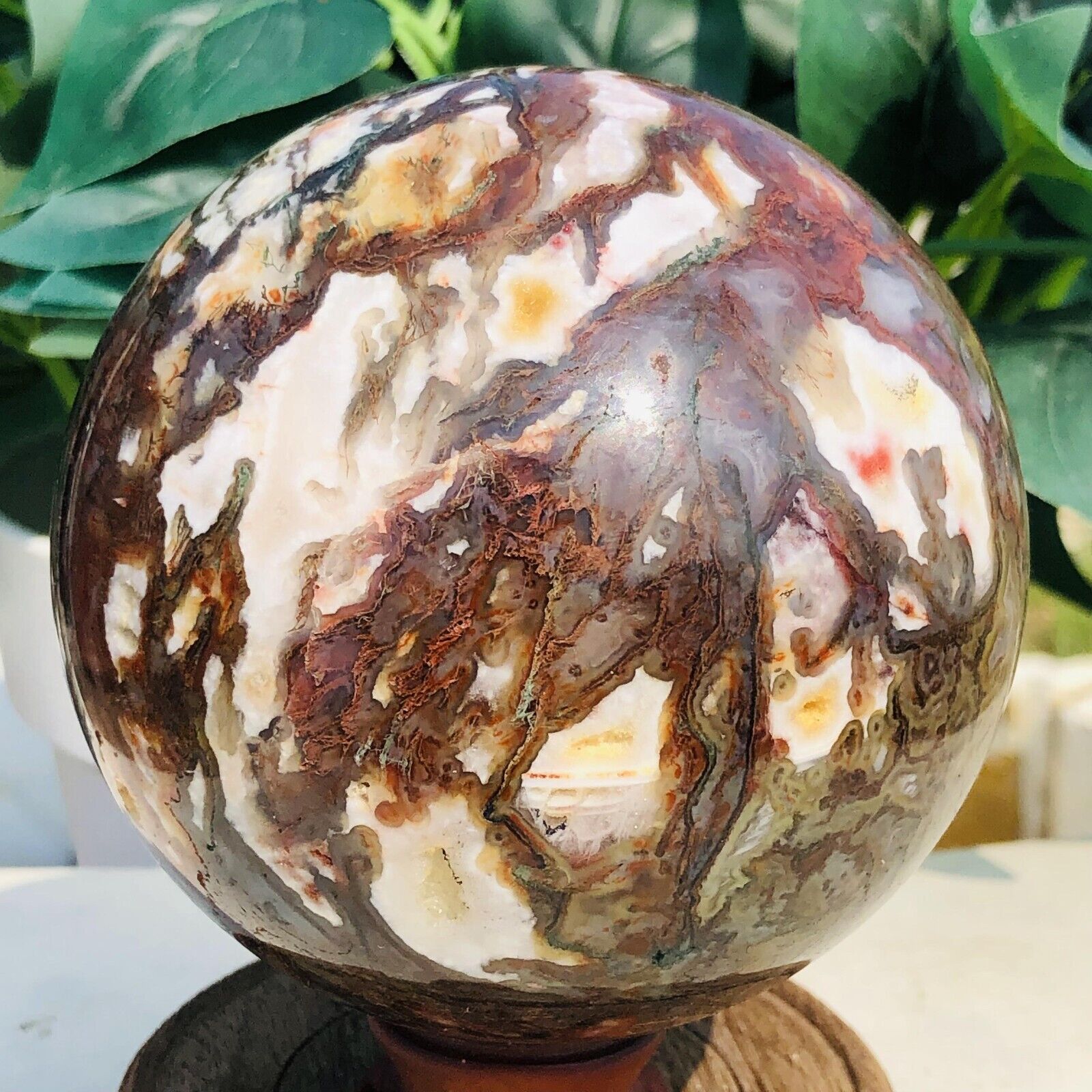 1240g Natural Beautiful Colorful Water Grass Agate Ball Quartz Crystal Sphere
