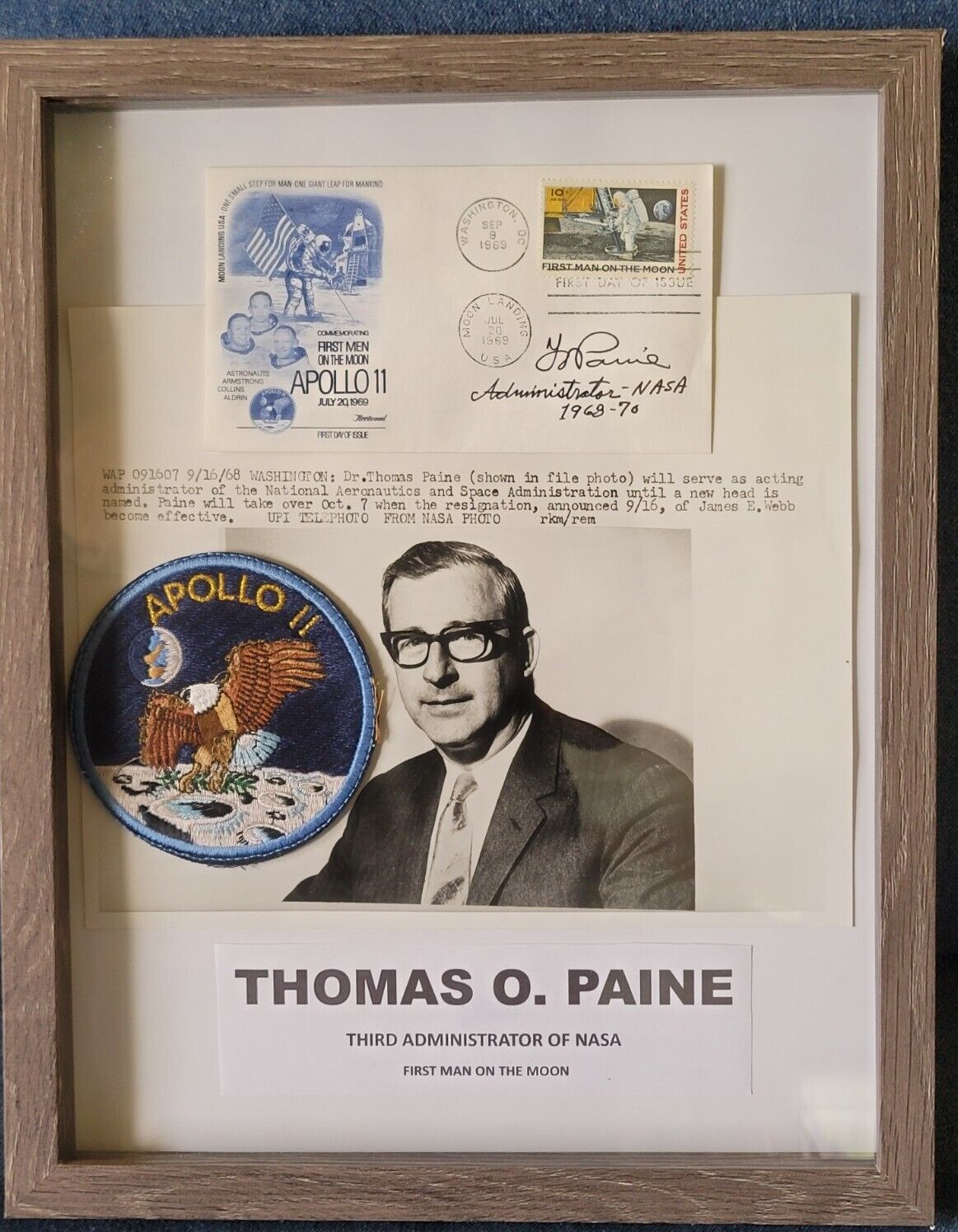 THOMAS O. PAINE 3st NASA Administrator Rare Signed APOLLO 11 Postal Cover CERT