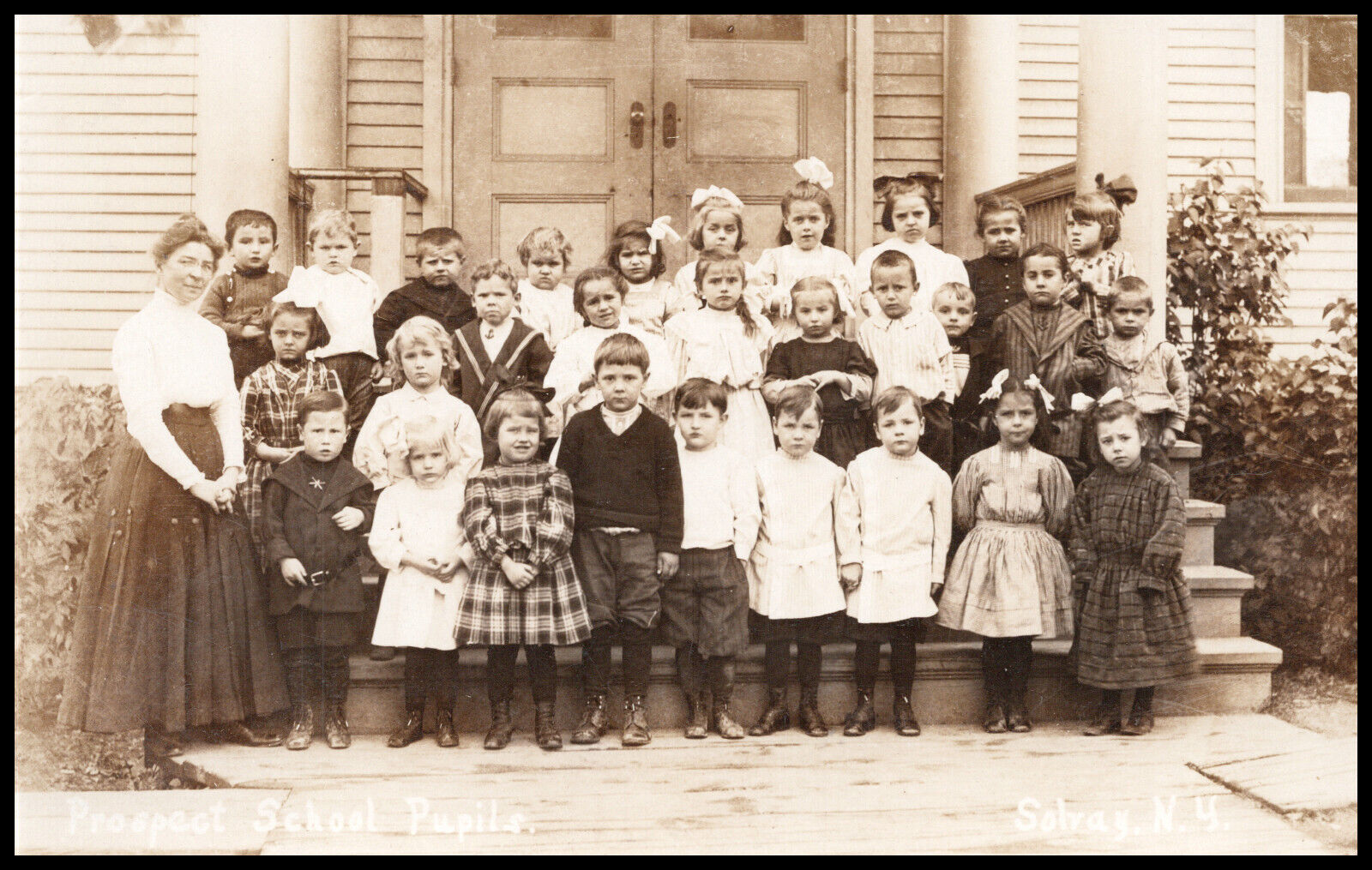 Solvay, New York, Prospect School Photo, TWINS Onondaga County, Postcard, RPPC