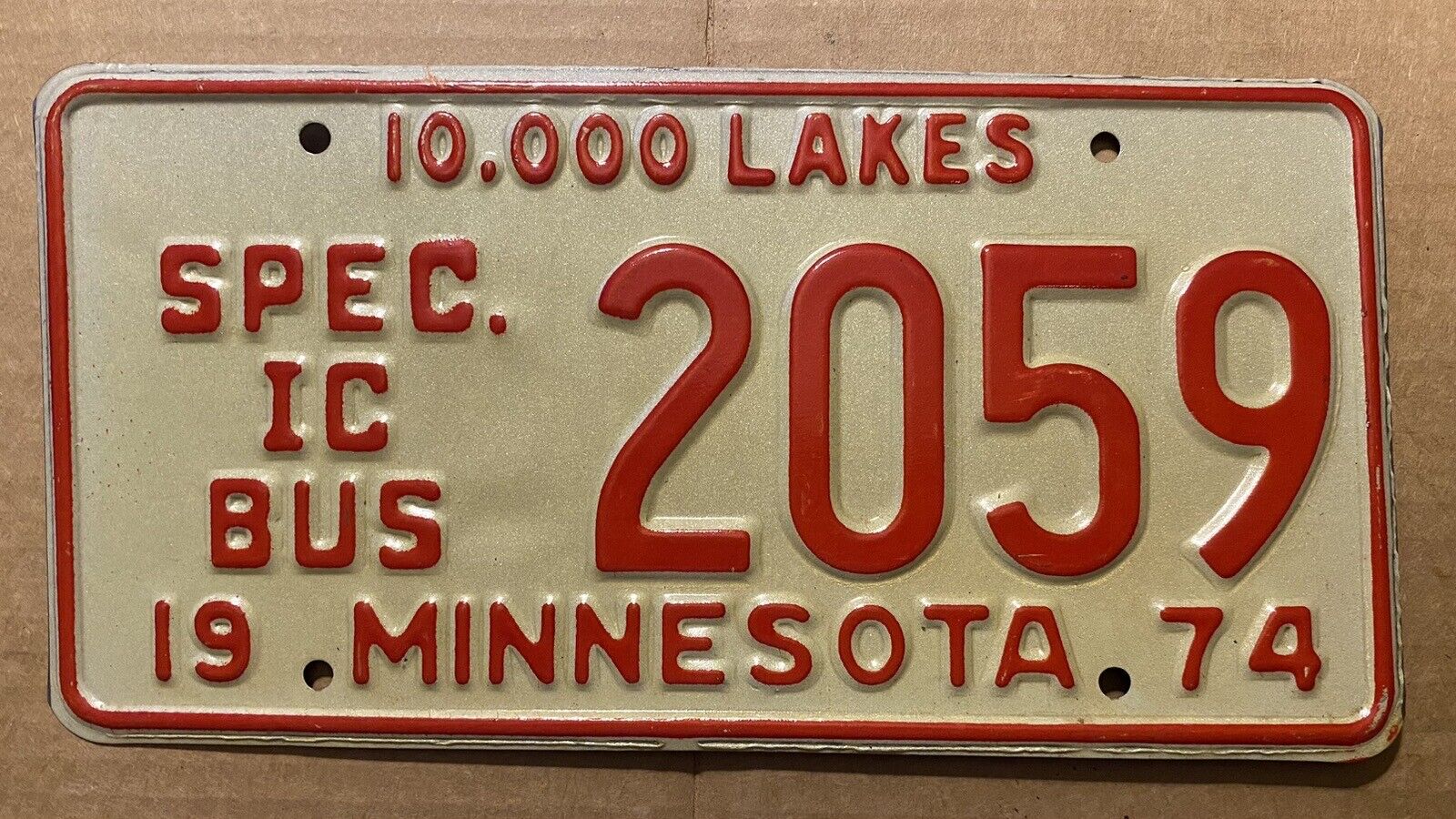 1974 Minnesota license plate - SPEC Intercity BUS