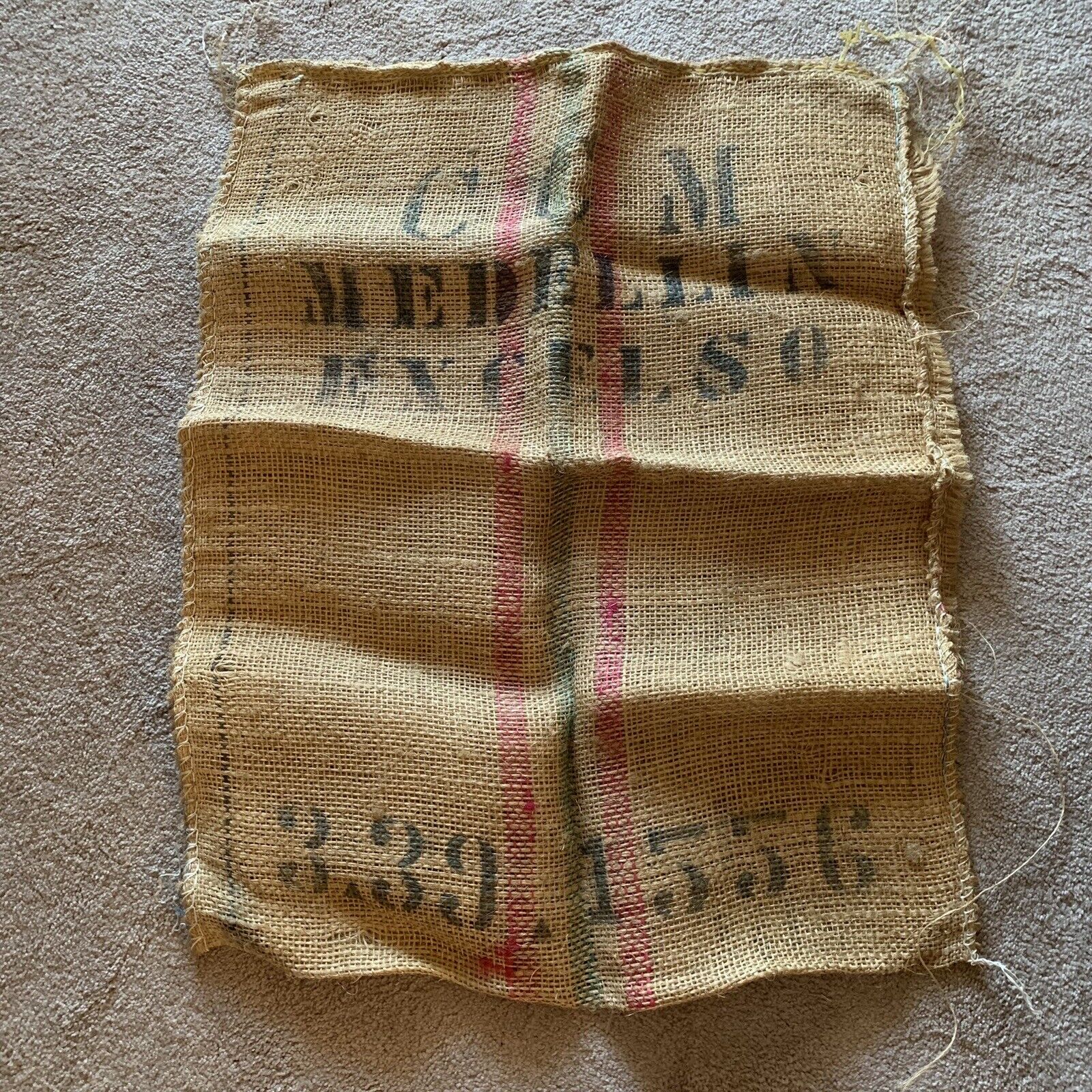 Vintage Product of Columbia Medellin Excelso Burlap Coffee Sack Bag