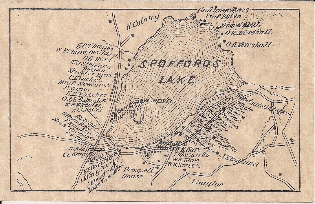 Chesterfield NH Spofford Lake Map 1892 Modern Postcard, New Hampshire