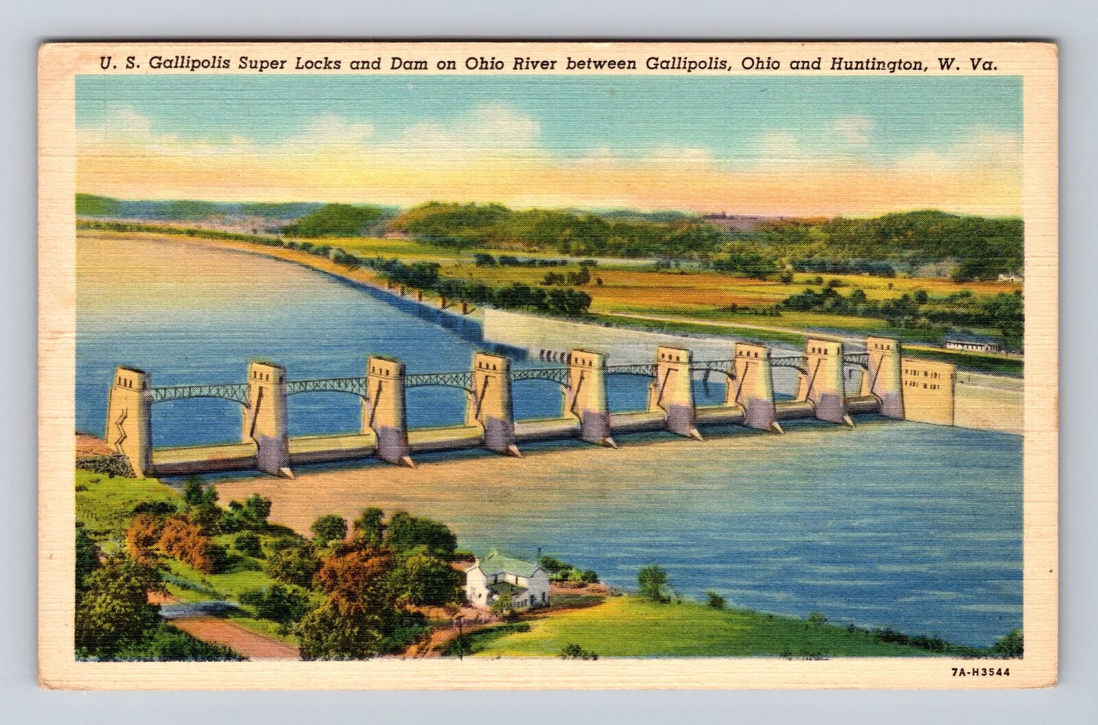 Gallipolis OH-Ohio, Super Locks & Dam On The Ohio River, Vintage Postcard