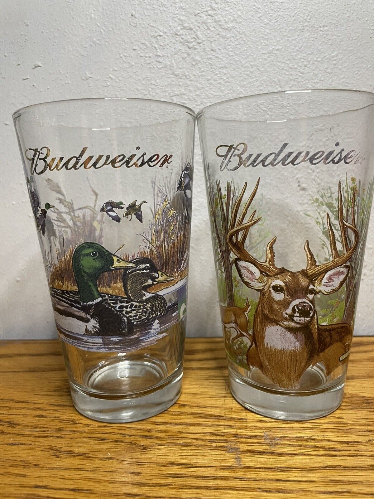 Vintage 1999 Budweiser Pint Glass Wildlife Series - Mallard Duck And Buckmaster