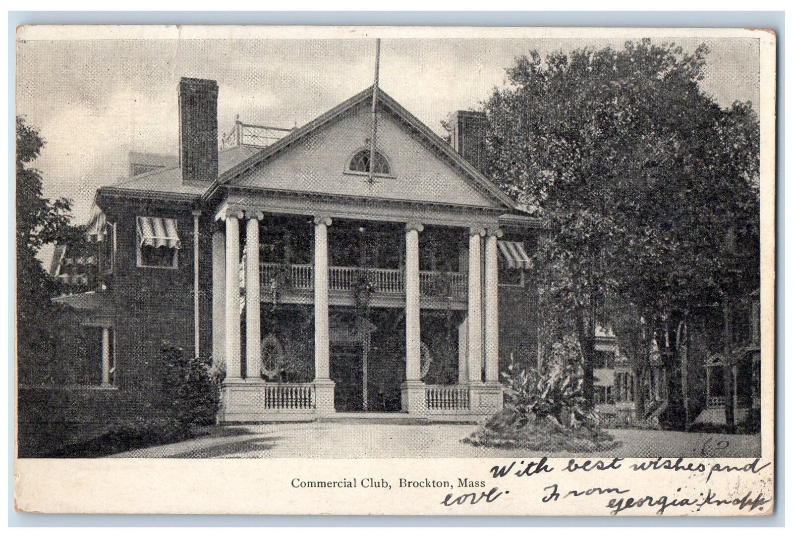1907 Commercial Club Exterior Scene Brockton Massachusetts MA Posted Postcard