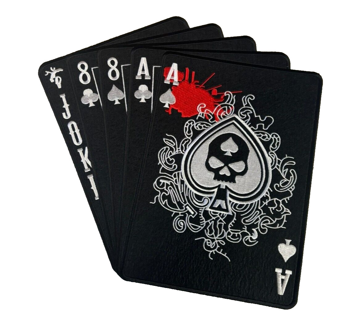 DEAD MANS HAND LARGE BACK BIKER IRON ON PATCH 12X11 INCH
