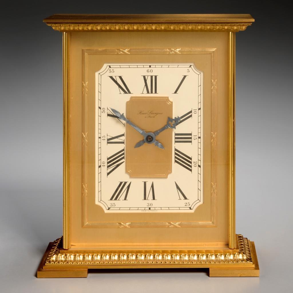 Hour Lavigne French Paris Brass Table Clock Mid/late 20th Century