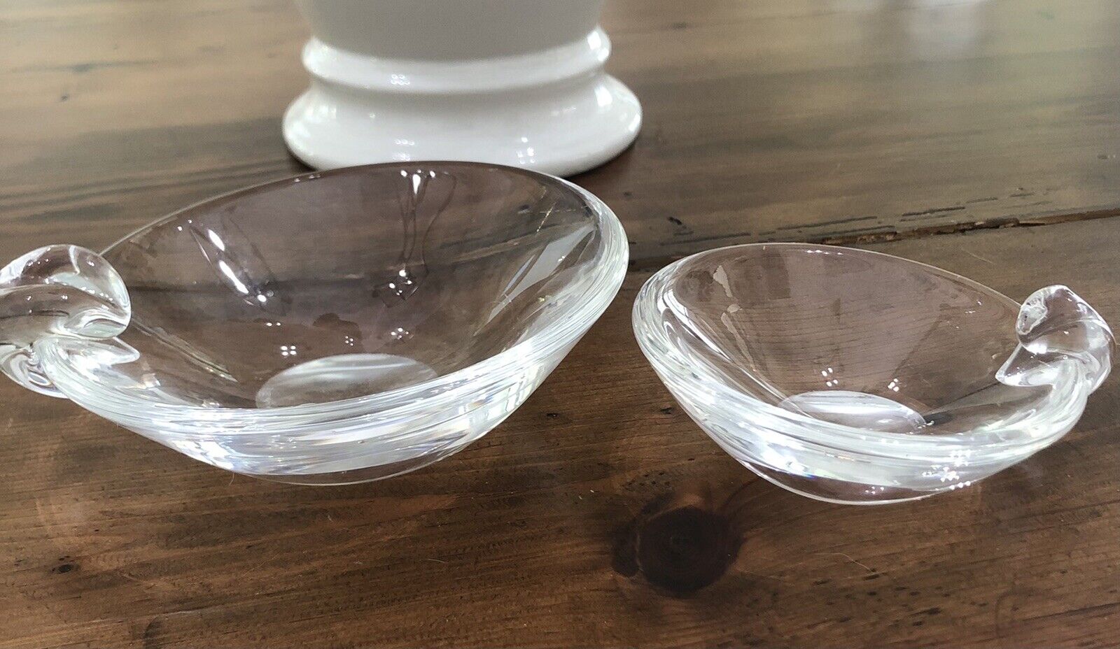 vintage Stuben mid century crystal glass slanted Heavy glass Bowls set (2)