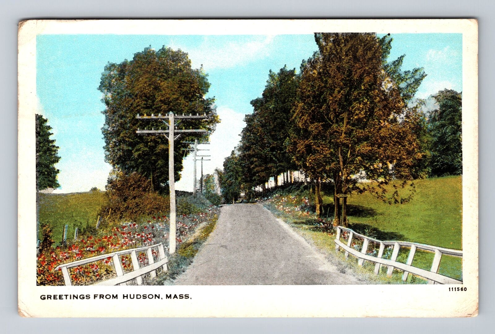 Hudson MA-Massachusetts, Greetings from Hudson, Antique Vintage c1927 Postcard