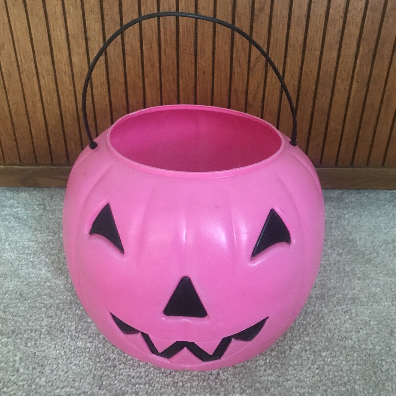 Vintage Halloween Jack o Lantern Pumpkin Bucket Blow Mold General Foam Plastics