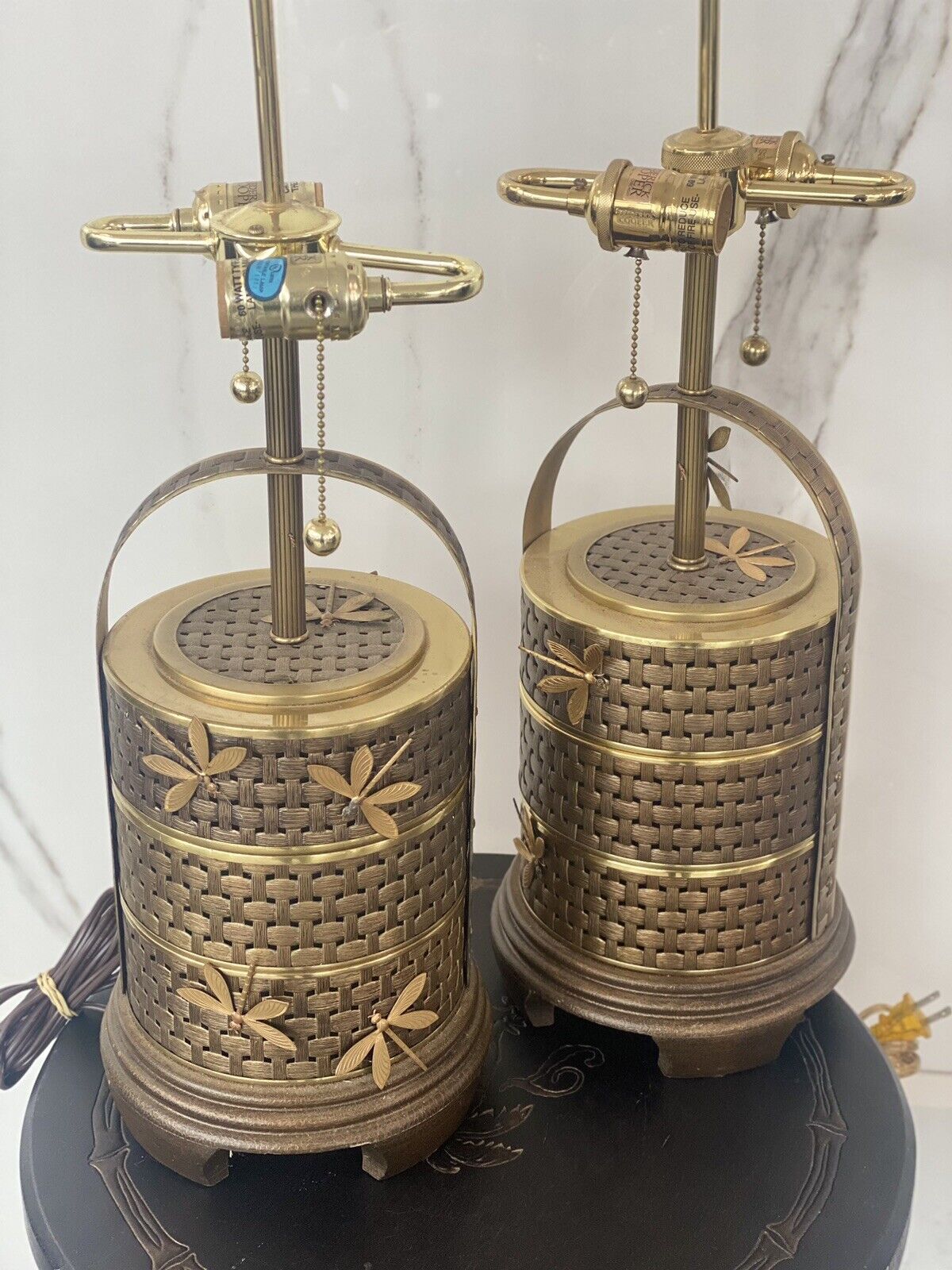 RARE Pair of Vintage Frederick Cooper Asian Influence Lamps