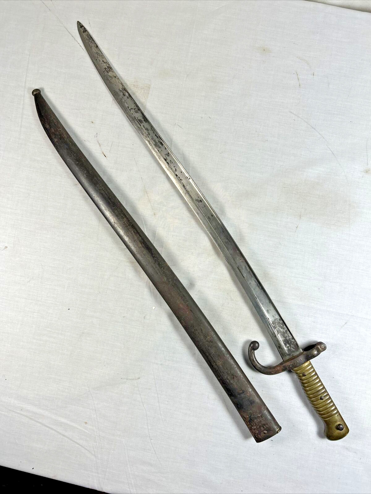 FRANCO-PRUSSIAN WAR 1871 French BAYONET SWORD in Steel Scabbard Matching Numbers