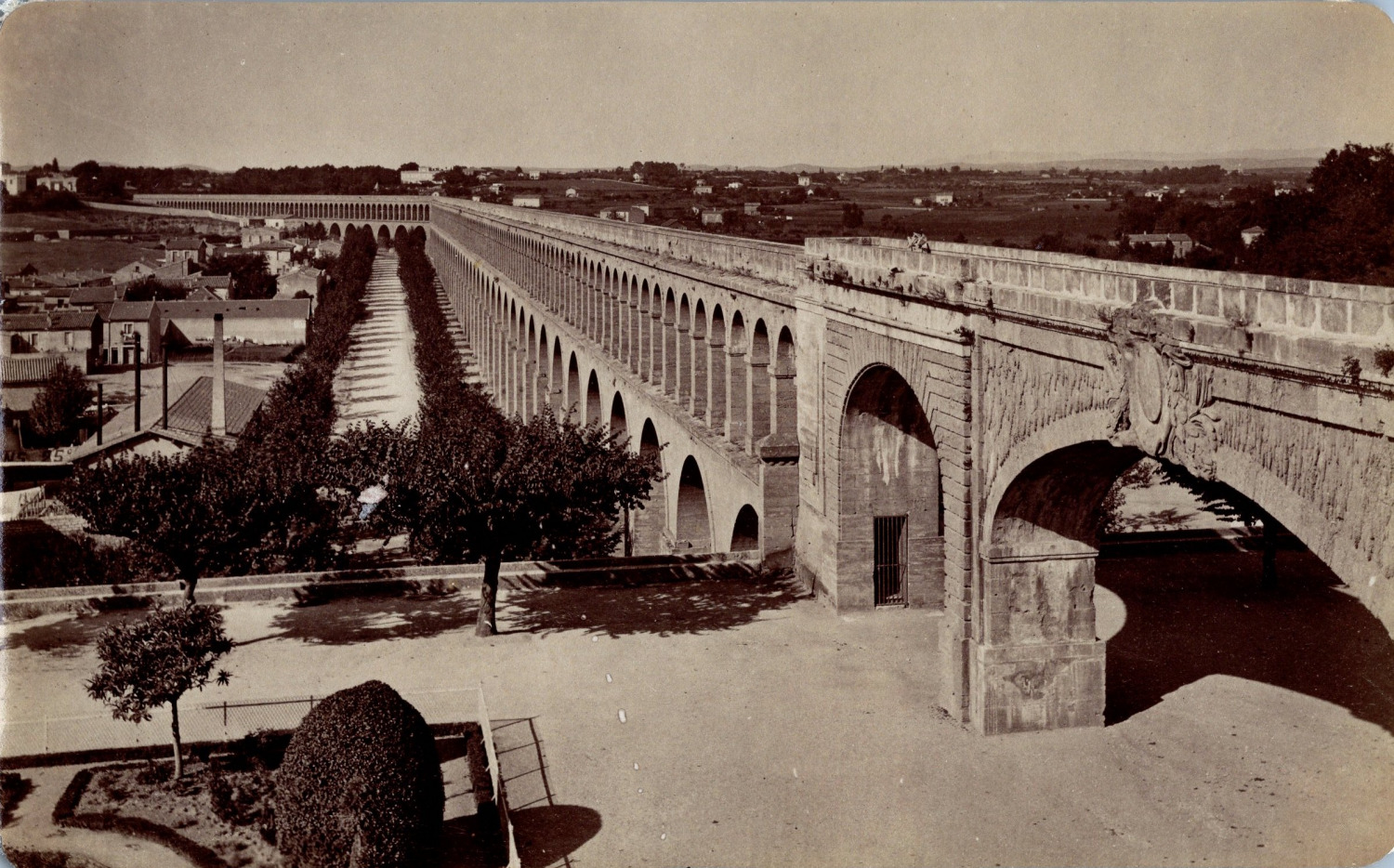 France, Montpellier, Aqueduct du Peyrou vintage print, period print,   