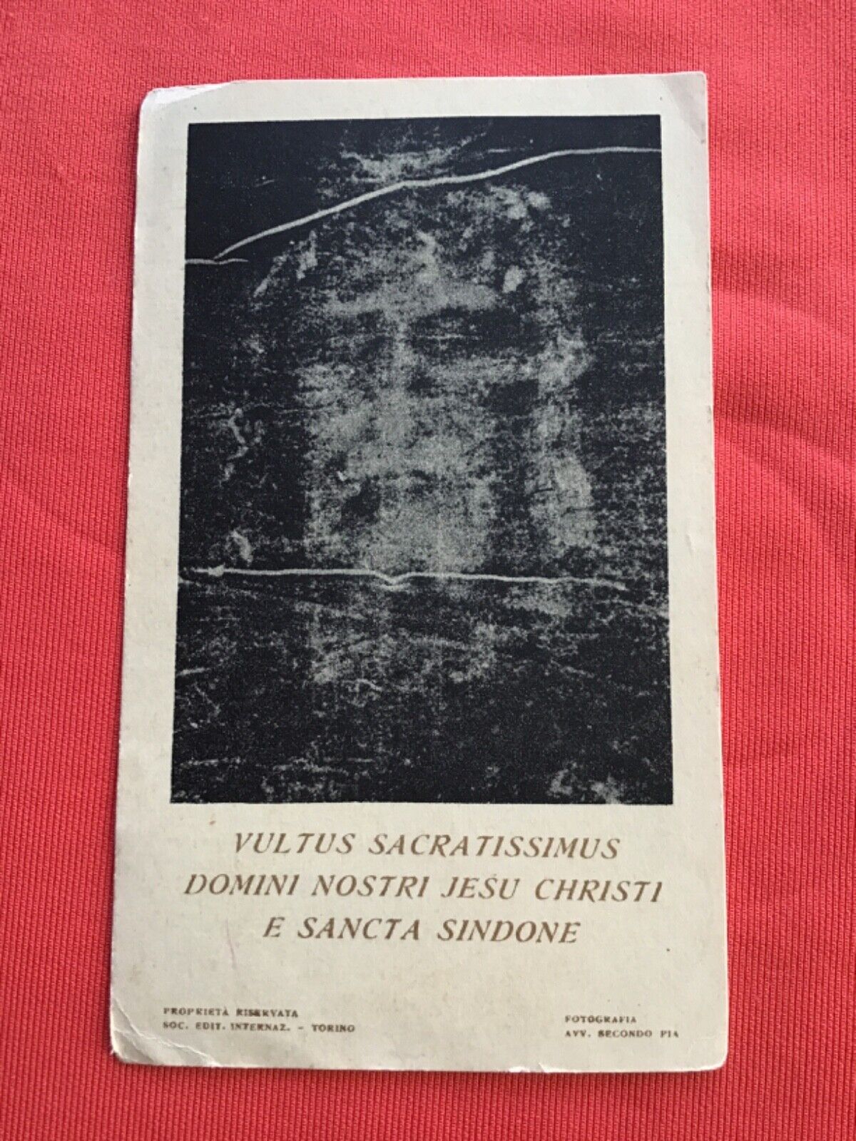Antic relic of S. Sindone Holy shroud of Turin touched to the original 1901