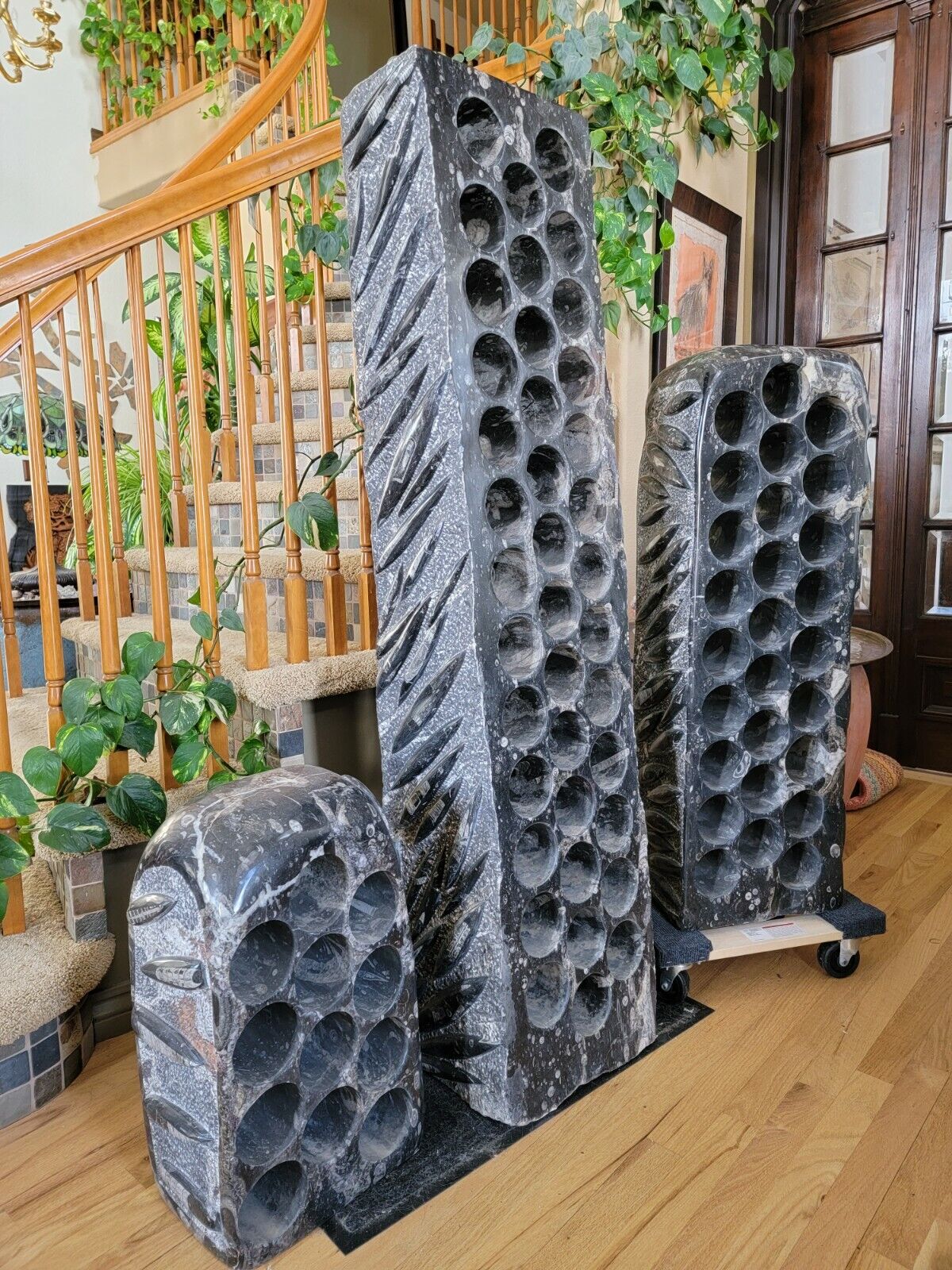 Incredible Orthoceras Wine Racks solid stone hand made one of a kind specimans