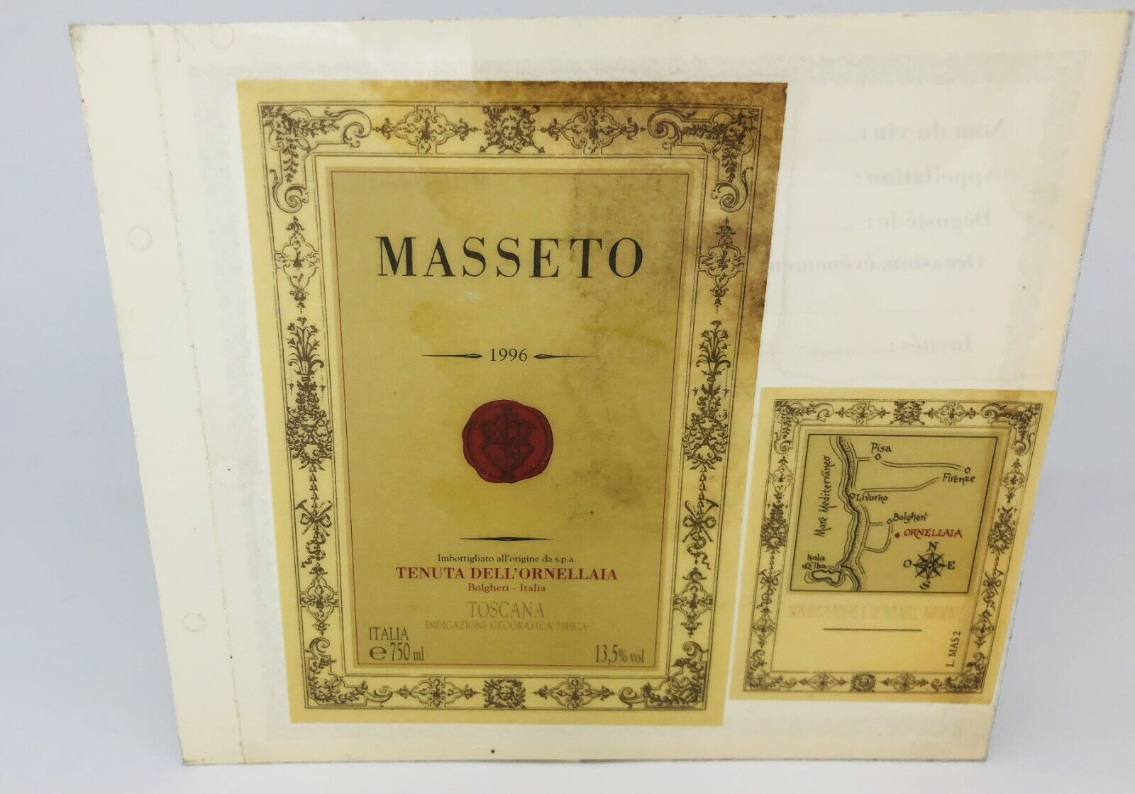 Masseto 1996 Tenuta Dell\'ornellaia - Vintage Wine Labels